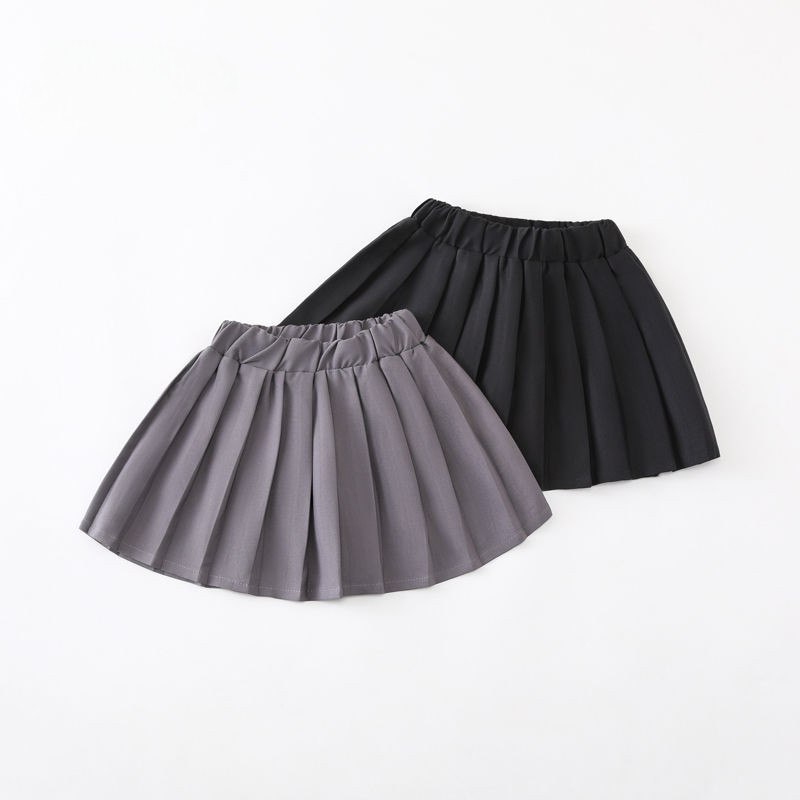 Váy xếp ly mới cho bé gái mùa hè, váy JK trẻ em, phong cách học viện, váy ngắn đen thời trang