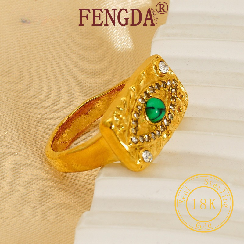 FENGDA Light Luxury Malachite Eye Light Luxury High-end Niche Fashion Nhẫn đính kim cương