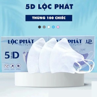 Thùng 100 Chiếc Khẩu Trang Lộc Phát 5D Cao Cấp Kháng Khuẩn, Bụi Mịn Gia Dụng Số 1 Việt Nam