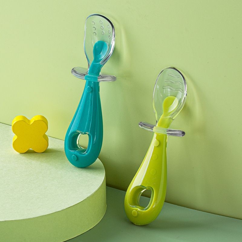 Thìa silicone tay cầm ngắn, thìa ăn dặm cho trẻ em, bộ thìa mềm cho trẻ em, thìa nhỏ cho trẻ sơ sinh