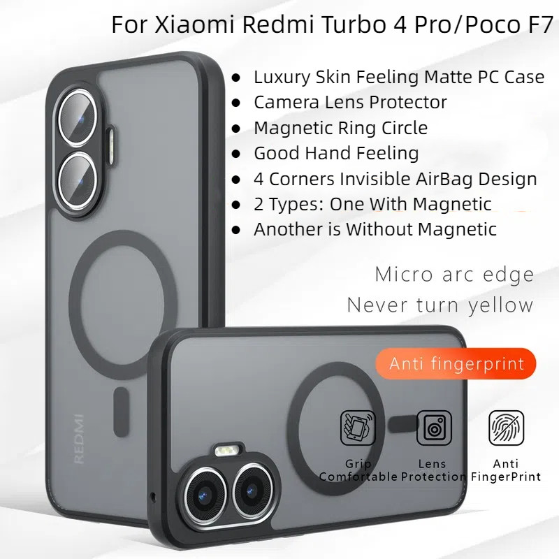 Dành Cho Xiaomi Redmi Turbo 4 Pro Turbo4 Pro Ốp Lưng Da Sang Trọng Cảm Giác Mờ Đen PC Cứng Từ Tính V