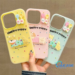 Bộ đồ ăn cho chó con Vỏ điện thoại cho IPhone 16 15 14 13 12 11 Pro Max X XR XS Max Vỏ hoạt hình dễ thương Vỏ mềm GDE