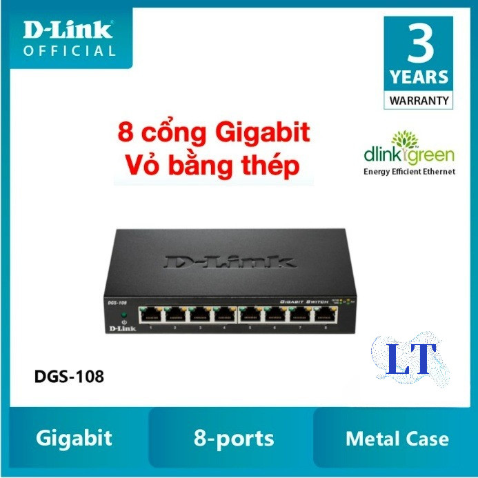 D-Link Gigabit Vỏ thép Bộ chia mạng Switch 8 cổng RJ45 Tăng tốc máy chủ - Thiết bị chuyển mạch D-LIN