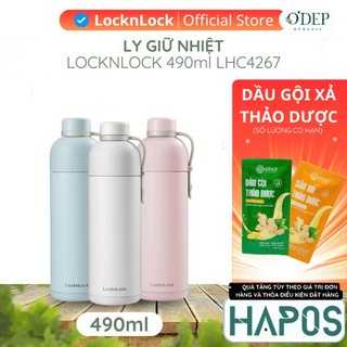  Bình giữ nhiệt LocknLock 490ml Chính hãng màu Pastel hiện đại có quai xách giữ nhiệt lâu LHC4267 - HAPOS MALL OFFICIAL 