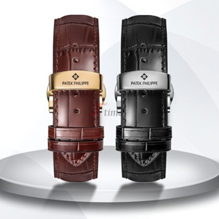  Dây Da Bò Chính Hãng 18mm 19mm 20mm 21mm 22mm Dây Đồng Hồ Cho Patek Philippe Bướm Khóa Nam Nữ Vòng Tay 