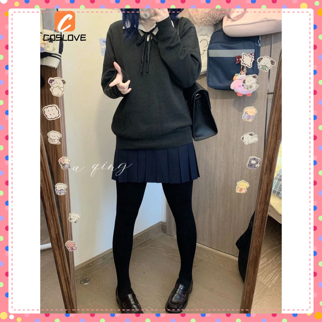 Bocchi The Rock Ryou Yamada Cosplay Trọn Bộ Trang Phục Phù Hợp Với Bé Gái Màu Xám Áo Len Dài Tay Cho