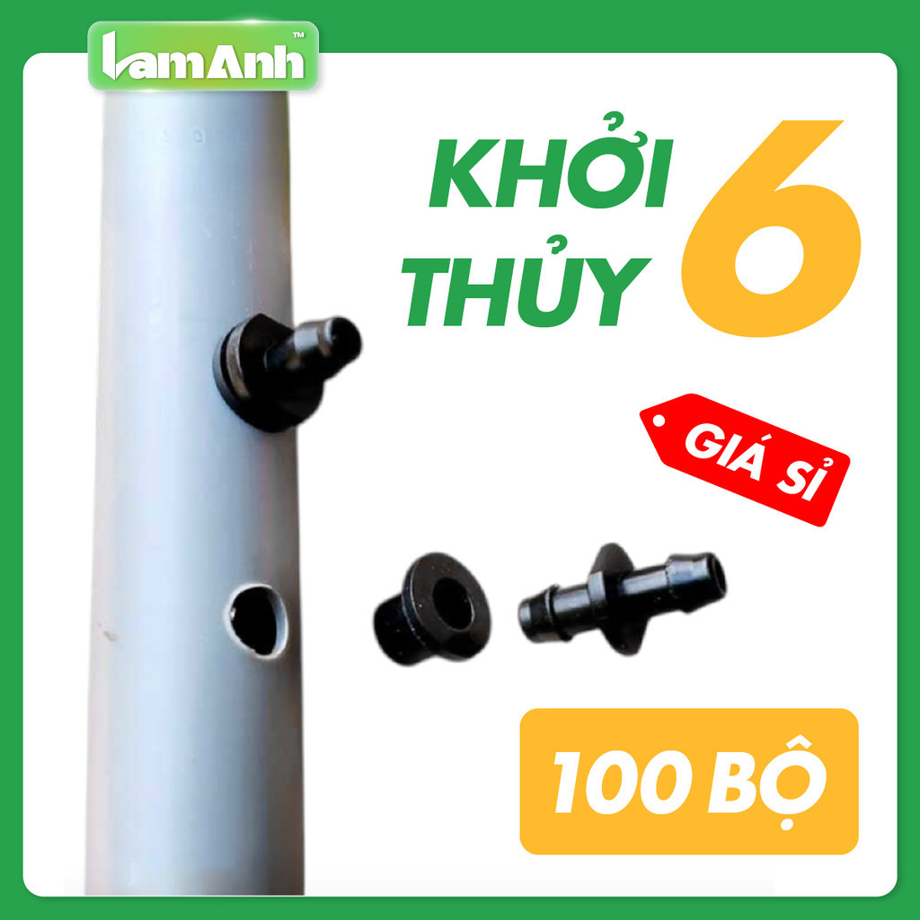 (Giá sỉ) Combo 100 Khởi thủy 6mm có ron cao su – Dùng lắp hệ thống tưới cây, bền chắc dễ lắp - Lam Anh