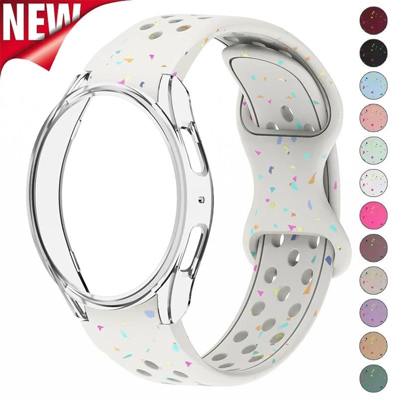 Dây đeo + Vỏ cho Samsung Galaxy Watch 7 6 40mm 44mm Không có khoảng cách Dây đeo silicon PC Vỏ bảo v