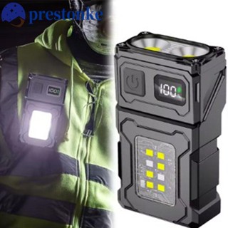 Đèn pin móc khóa PRESTONKE, Đèn làm việc di động có thể sạc lại USB siêu sáng, Nam châm đuôi chống nước đa chức năng Đèn LED Mũ Clip chạy bộ
