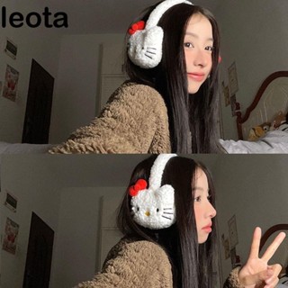 Leota Bịt Tai Giữ Ấm Mùa Đông Hình Mèo kitty Bằng Lông Nhung Dày Dặn