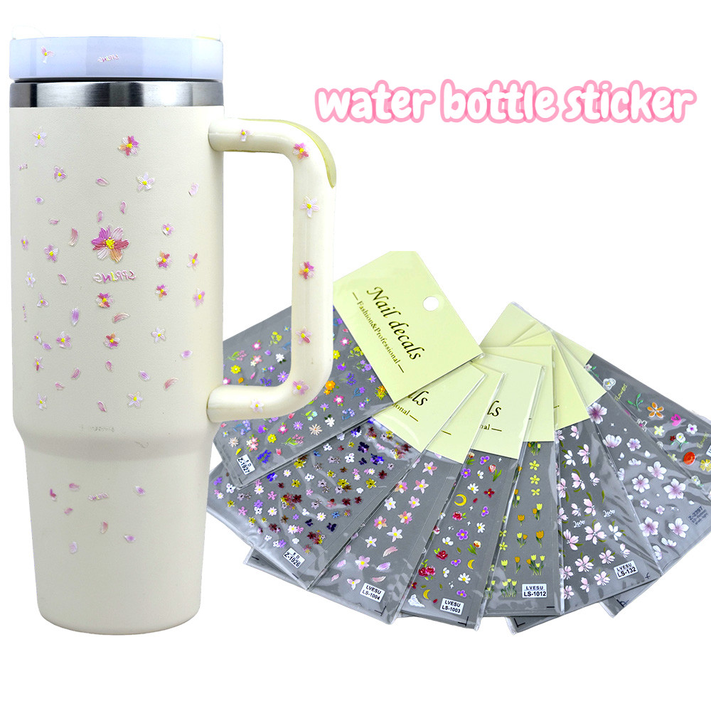 SUGAW Nước Botter Miếng Dán Tumbler Hoa Họa Tiết Dán Bình Nước Trang Trí DIY Miếng Dán Cho Owala, St