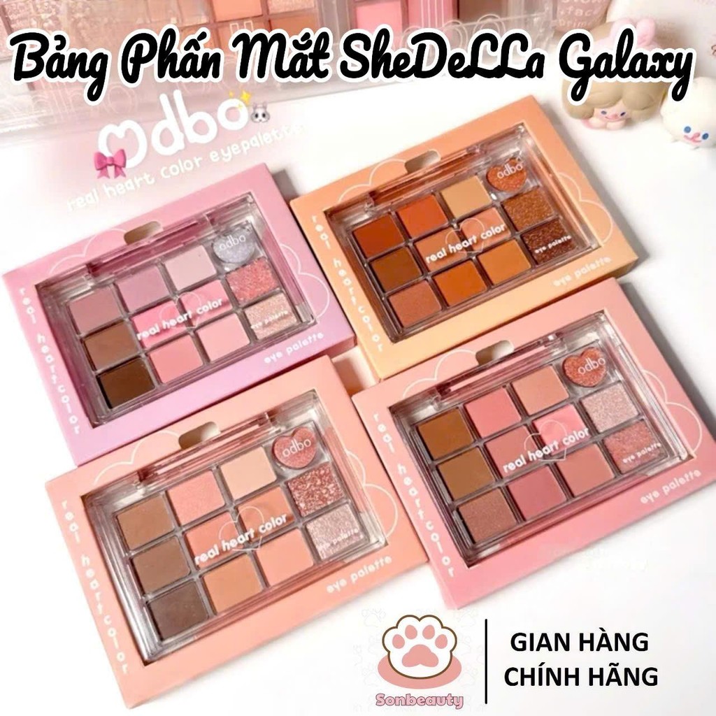 [ODBO] Bảng Mắt Odbo 12 Ô Real Heart Trái tim Nhũ Lì Trong Suốt Color Eye Palette