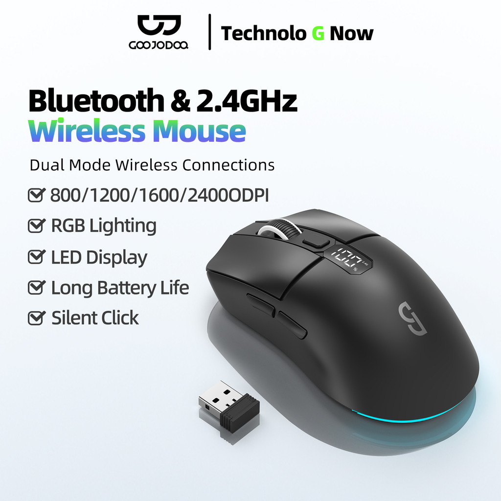 Chuột GOOJODOQ nhẹ, chế độ kép, điều khiển 6 nút, DPI 4 cấp độ, màn hình LED và RGB | BigBuy360 - bigbuy360.vn