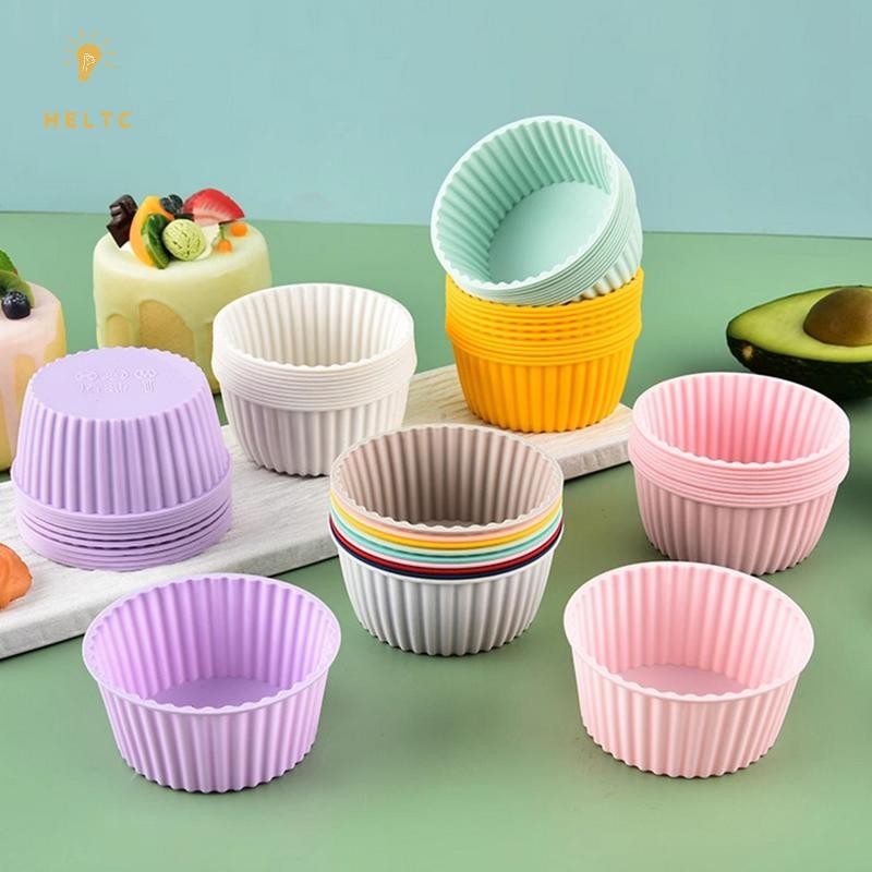 [HELLC] 2 Khuôn Làm Bánh Silicon Cho Muffin Cupcake Nướng Thực Phẩm Silicon Bagels Chảo Nướng Bánh M