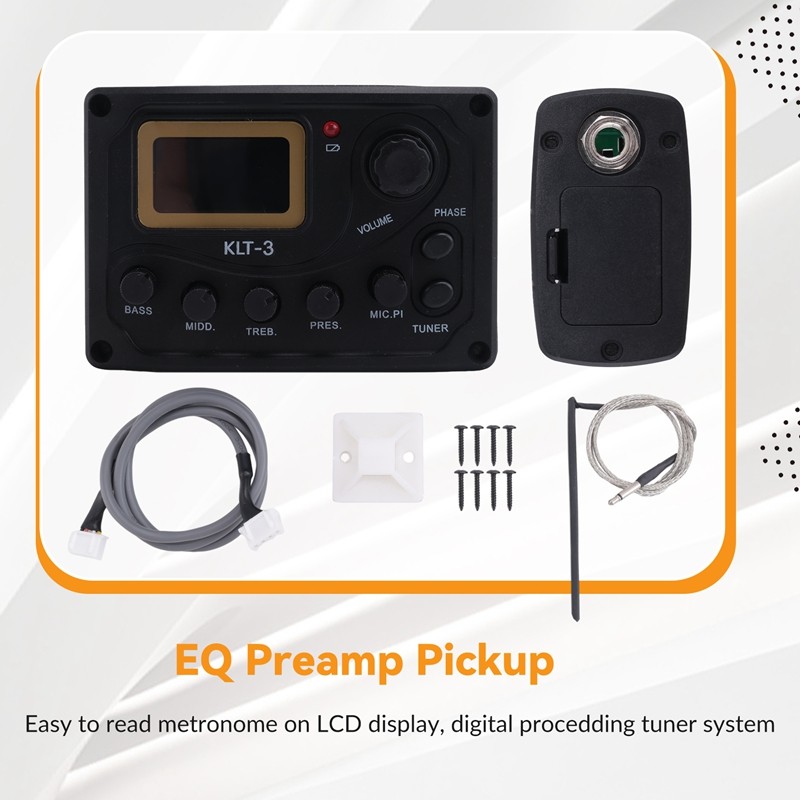 4 Band EQ Equalizer -3 Acoustic Guitar EQ Preamp với Digital Tuner Guitar Pickup