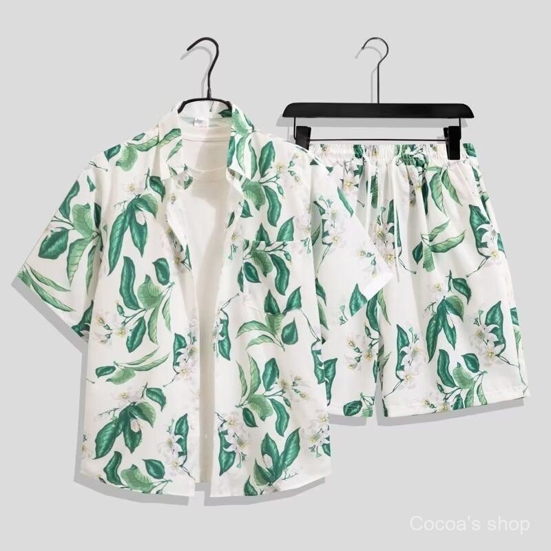 New Arrival Promotion Summer Island Wear Hainan Sanya Hawaiian Shirt Men's Beach Shorts Couple Set T