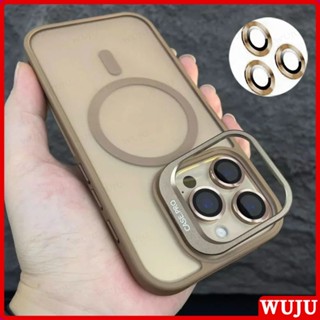  WUJU Sang Trọng Với Bảo Vệ Camera Matte Metal Fold Stent Case Tương Thích Cho iPhone 17 16 15 14 13 12 11 Pro Max Plus Air ốp lưng 