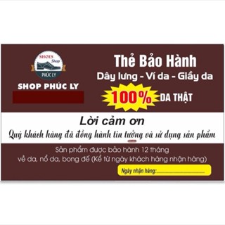 Thẻ bảo hành 12 tháng cho giày -