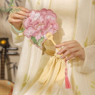  Quạt tròn thêu GUTGOJO có tua rua mặt dây chuyền Quạt phong cách Trung Quốc Quạt nhóm bướm cầm tay hình hoa Hanfu Trang trí nội thất 