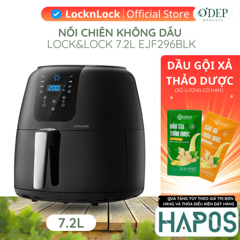 Nồi chiên không dầu Super Jumbo Air Fryer, 7.2L, 1800W - Màu đen Chính hãng LocknLock EJF296BLK  - H