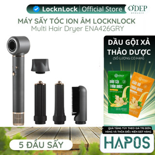  Máy sấy tóc ION âm tạo kiểu LocknLock Chính hãng 5 loại đầu sấy giảm xơ rối Multi Hair Dryer ENA426GRY- HAPOS HOME 