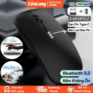  Chuột Silent Không Dây Không Tiếng Ồn - Chuột Bluetooth Sạc Pin Type C Laptop Máy Tính Điện Thoại 