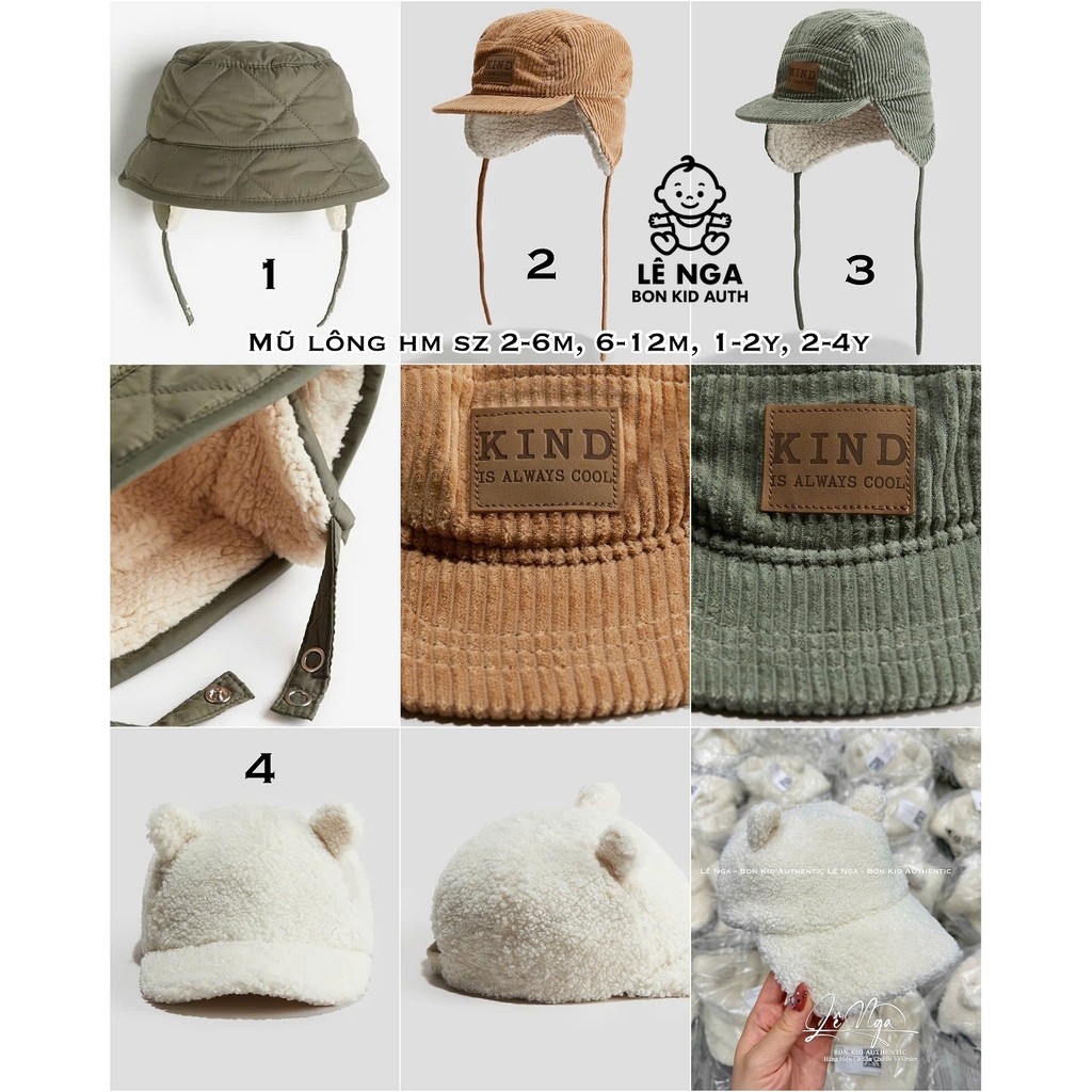 [BONKID] Mũ lông HM US/UK 2-6m đến 2-4y