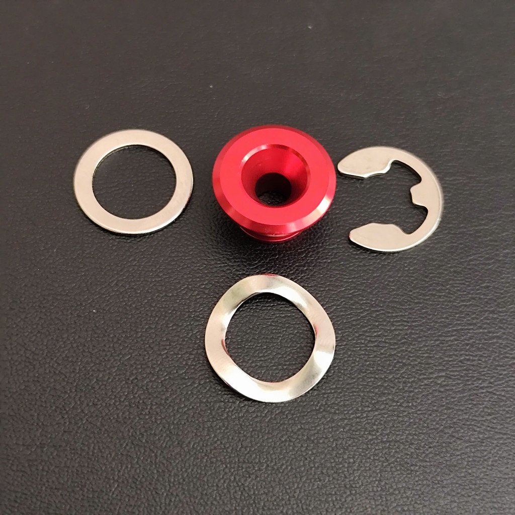 Nguyên Bộ Khoen gài đĩa:  Khoen nhôm LÕM  màu đỏ + long đền nhấp nhô + long đền bằng + phe chữ E....