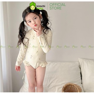   TẶNG MŨ BƠI XỊN  Bộ Bơi Bé Gái Liền Thân Cao Cấp Kamsamita Họa Tiết Quả Chuối Tone Màu Pastel Bikini BB501 