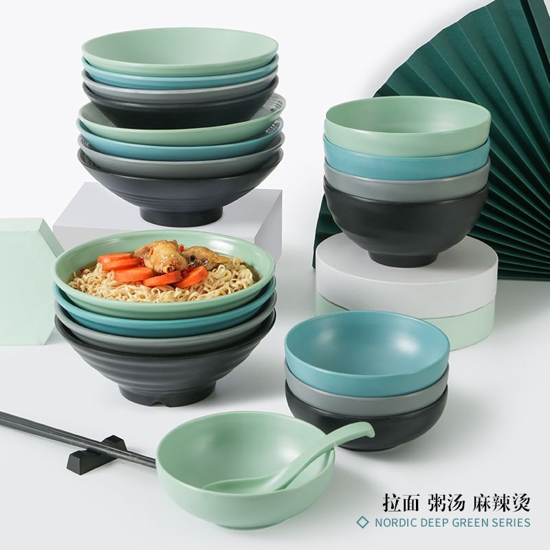 [Melamine] A5 Bát Melamine Cấp Thực Phẩm Bộ Đồ Ăn Bắc Âu Bát Mì Melamine Thương Mại Nhựa Chống Sốc G