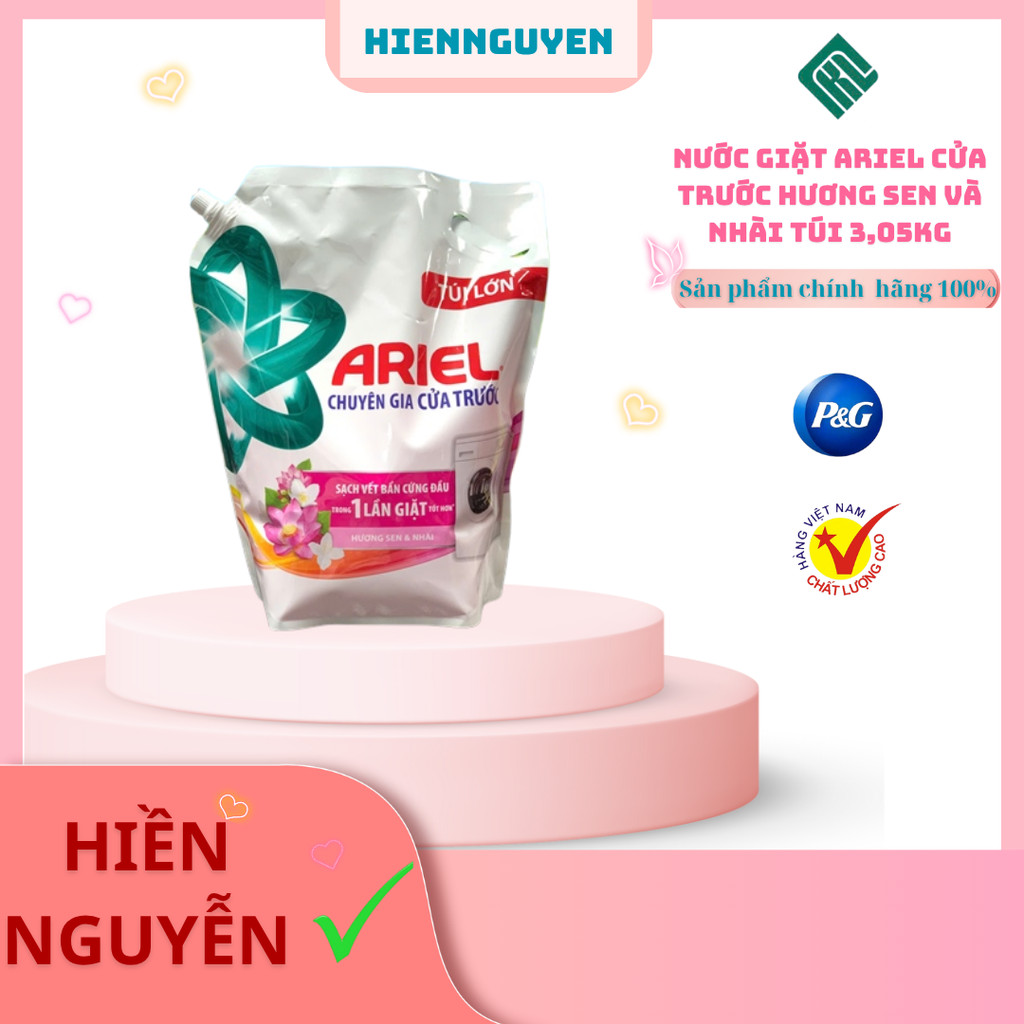 Nước giặt Ariel cửa trước Hương Sen và nhài TÚI 3,05kg