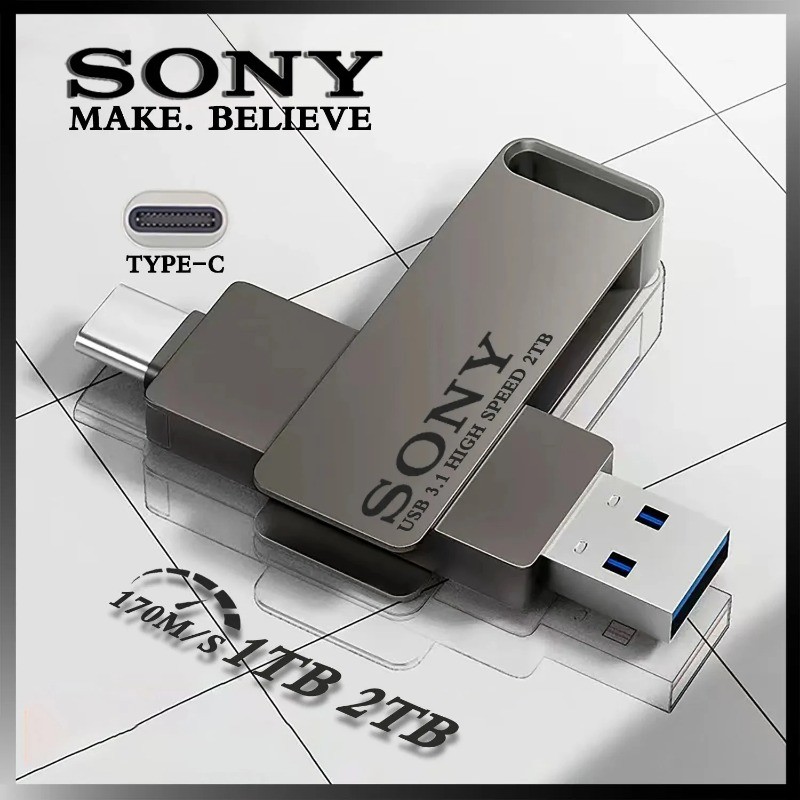2TB SONY USB Pendrive Tốc Độ Cao Loại C Flash Drive 1TB Kim Loại Pendrive 512GB 256GB Di Động Memori