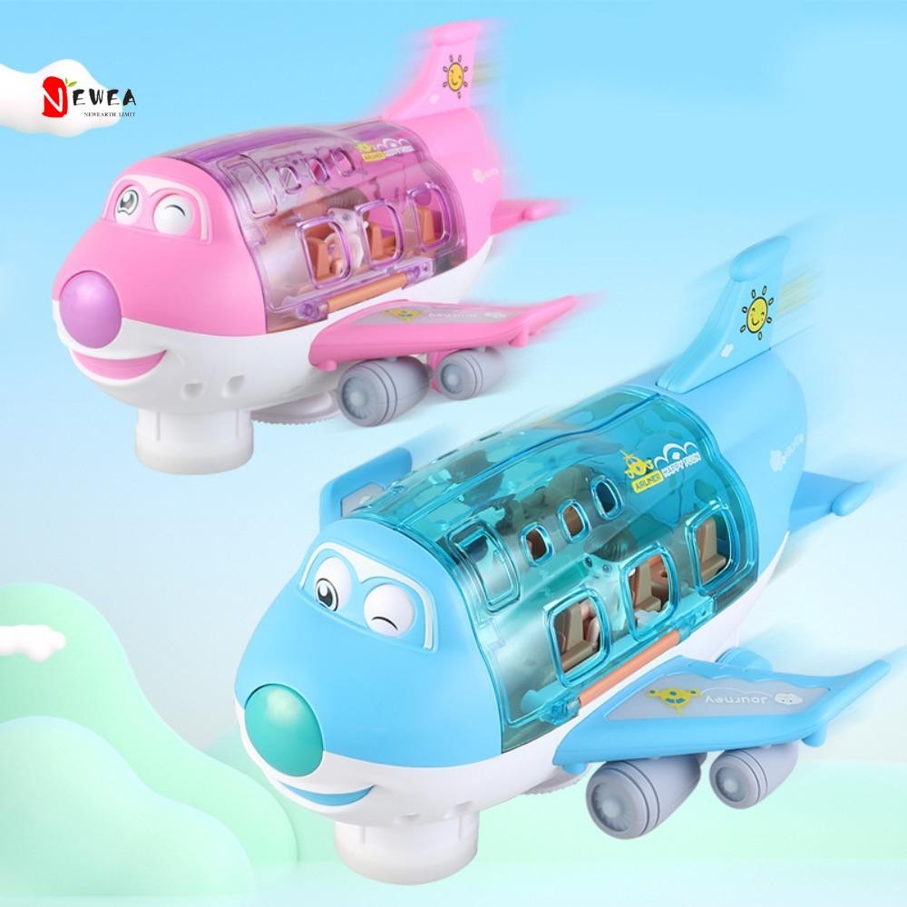 NEWEARTH LIMIT Đèn LED Đồ chơi máy bay âm nhạc, Mô hình máy bay LED màu xanh / hồng bằng nhựa, Mô hì