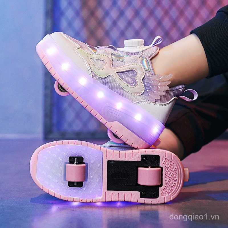 Giày Heelys có đèn LED sạc lại cho trẻ em và người lớn, giày lăn có bánh xe và nút xoay LPO5