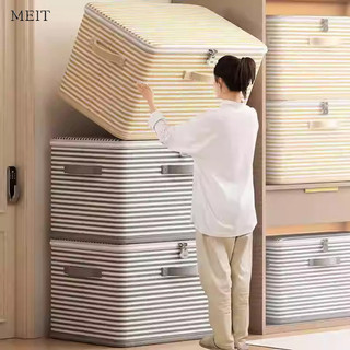  Hộp đựng đồ đa năng MEIT vải kẻ sọc Giỏ vải đựng quần áo chăn màn có thể gấp gọn xếp chồng nhiều hộp 