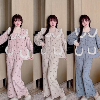 Bộ đồ ngủ Tiểu thư hoạ tiết Gấu chất Vân mây mềm đẹp DD60 Sammy cho Nữ - Quần Ngủ, Women