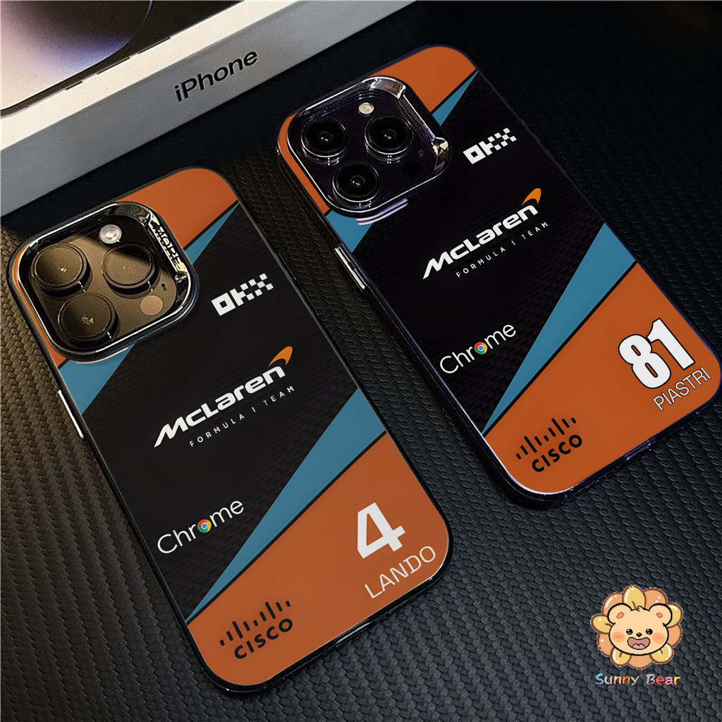 Ốp iPhone 16 Pro Max Logo Đội F1 thoại bảo vệ ống kính mạ điện mờ màu trơn đơn giản Tương thích cho 