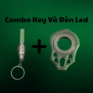 [Combo Kim Độc] Combo Keyrambit Và Đèn Led Xanh Lá - Móc Khoa Xoay Tích Hợp Vòng Bi Giúp Giảm Stress
