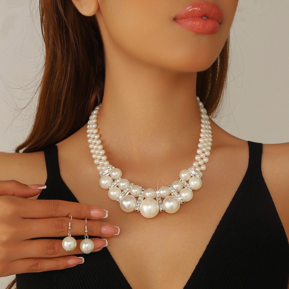 Thời Trang Nhật Bản Và Hàn Quốc Cô Dâu Giả Ngọc Trai Vòng Cổ Bông Tai Nữ Phong Cách Ngắn Đa Năng Trang Trí Thanh Lịch Xương Đòn Dây Xích Phụ Kiện