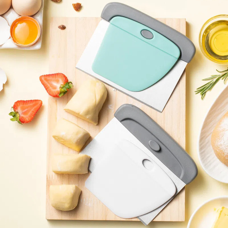 Nâng cấp 2 TRONG 1 Máy cạo bột cho bánh ngọt Bánh mì Bánh Pizza, Máy cắt bột bằng thép không gỉ Dụng cụ cạo thức ăn để nướng bánh nhà bếp