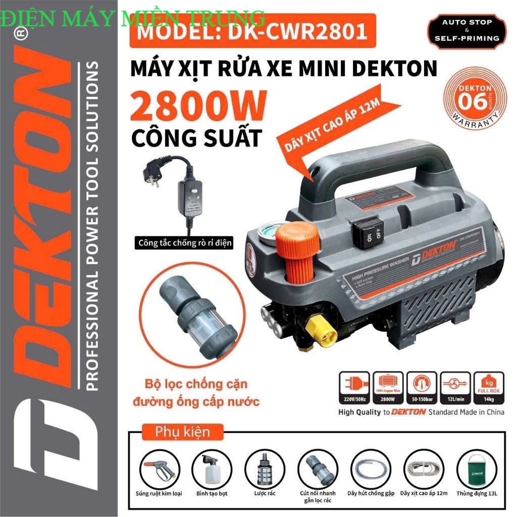 Máy rửa xe DEKTON DK-CWR2801 chống giật model 2024 Điện Máy MT