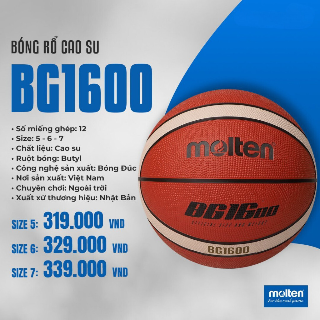 Bóng rổ chính hãng Molten - Bóng rổ cao su, bóng rổ chuyên nghiệp cho sân OUTDOOR/INDOOR