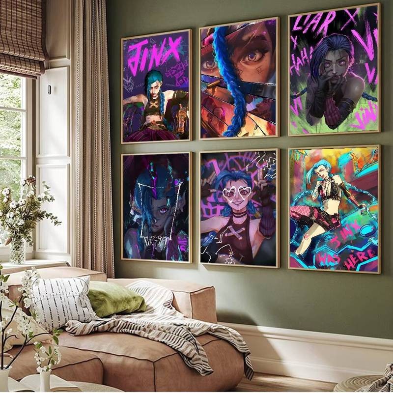 Anime Trò Chơi Arcane L-LOL Jinx Poster Cổ Điển Áp Phích HD Chất Lượng Treo Tường Nghệ Thuật Retro Á