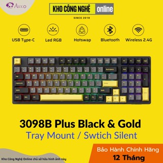  Bàn Phím cơ AKKO 3098B Plus Black & Gold  Multi-modes   Led RGB   Switch Silent  - Hàng Chính Hãng 