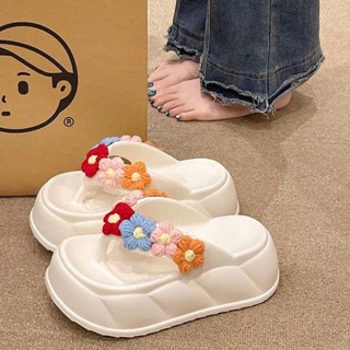 (Loại 1) Dép tông kẹp ngón gắn hoa đế cao 7cm, dép độn đế cao, xinh cute cho các nàng, hàng QCCC hot trend