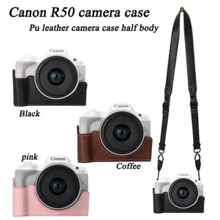  Ốp Lưng Canon R50 Da PU Camera Dành Cho Canon EOS R50 Túi Máy Ảnh Nửa Thân Máy Ảnh Dây Đeo Vai 
