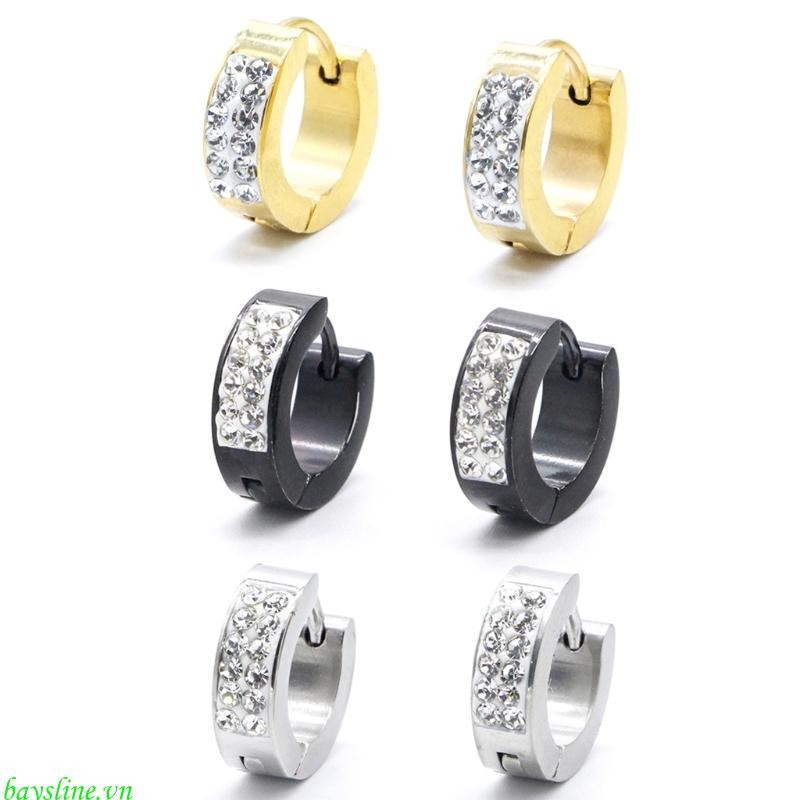 Earrings Stainless Steel Rhinestones Fashion Jewelry Ears Pierced For Men Wom