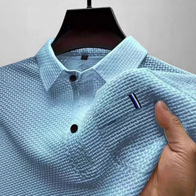 Áo Thun Nam Băng Lụa Đơn Giản Lưới Ngắn Tay Rời Văn Phòng Kinh Doanh Cổ Polo Đa Năng Thoải Mái Thoáng Khí LY21