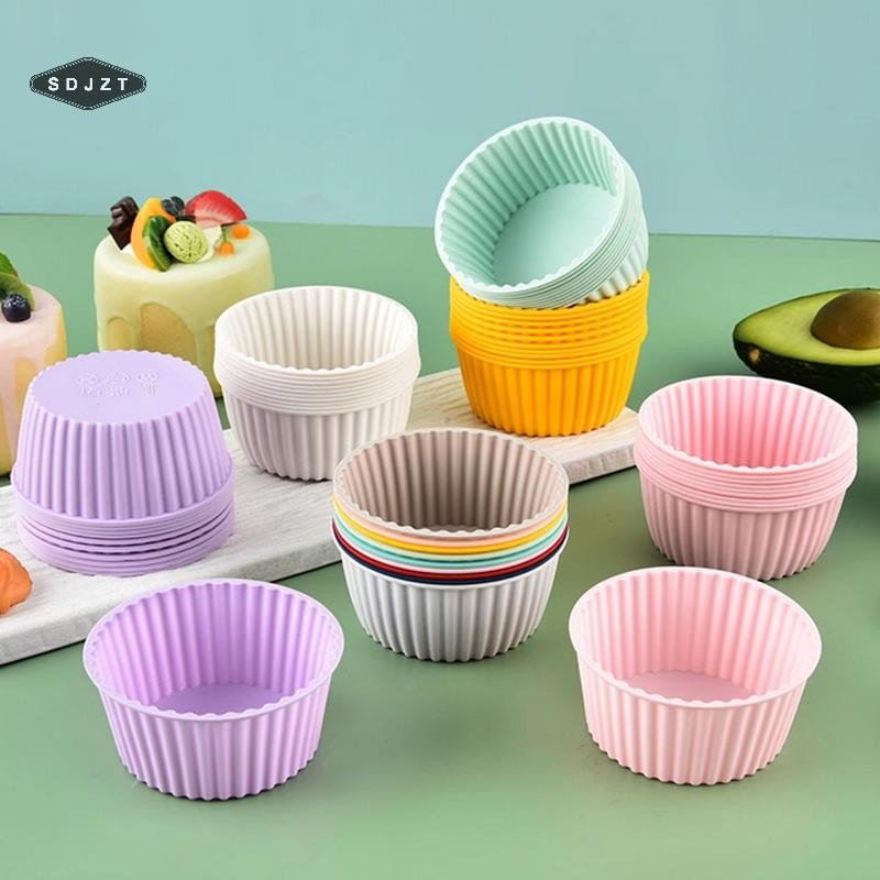 < SDJZT > 2 Khuôn Làm Bánh Silicon Cho Muffin Cupcake Nướng Thực Phẩm Silicon Bagels Chảo Nướng Bánh