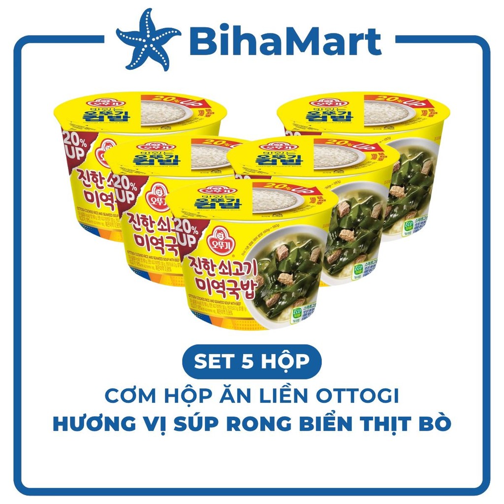 [SET 5 HỘP] - OTOKI - Cơm hộp ăn liền Ottogi hương vị Súp rong biển thịt bò, Cơm súp rong biển thịt 